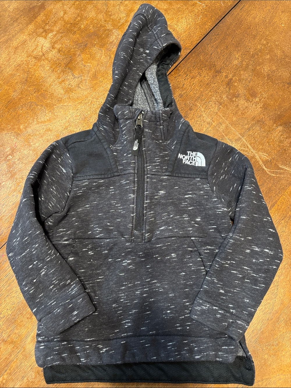 2T The North Face Kids Black Speckled Half-Zip Hoodie